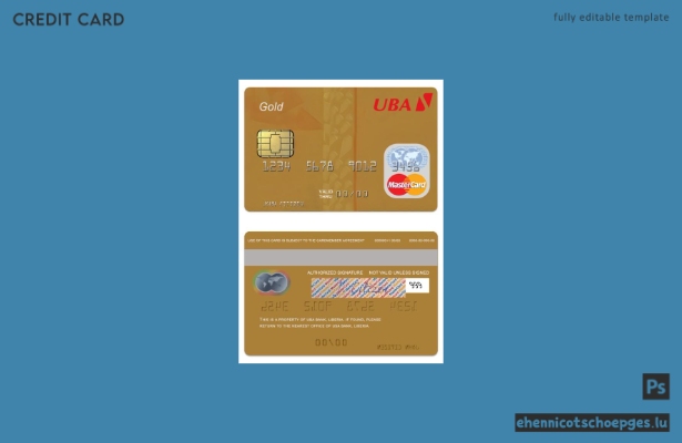 Beispielvorschau der Liberia UBA Bank Gold Debit Mastercard